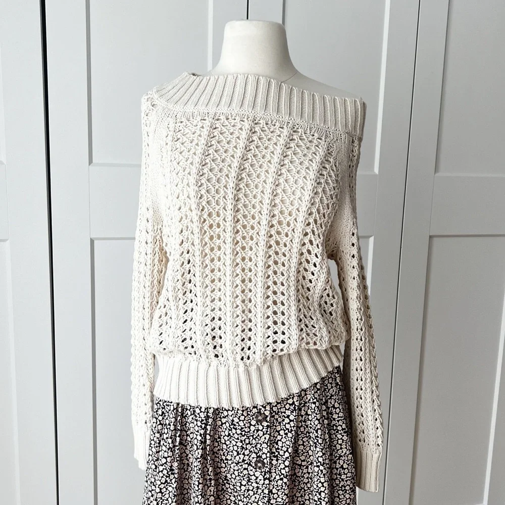 J.Crew Wide-neck beach sweater with pointelle stitch sz.XXS